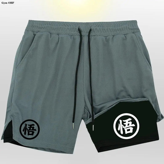 Z Goku Anime Sweatpants Shorts Men Gym Running Shorts Men Quick Dry Sport Outdoor Training Summer 2 In 1 Men Short Pants