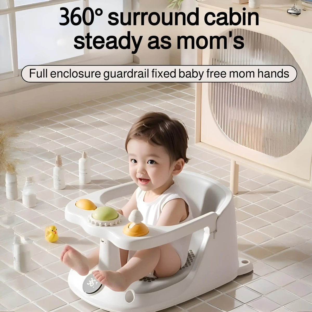 Baby Bath Seat for Babies 6 Months & Up – Non-Slip Infant Bathtub Seat with Rinse Cup