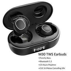 Mpow M30 Upgraded Bluetooth 5.3 Earphones Wireless Headphone with Deep Bass IPX7 Waterproof 25H Talktime 2023 Sports TWS Earbuds