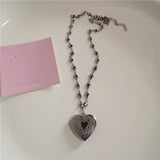 Gothic Black Peach Heart Star Pendant Necklace For Women Men Sliver Color Love Short Choker Punk Y2K Charms Jewelry Accessories