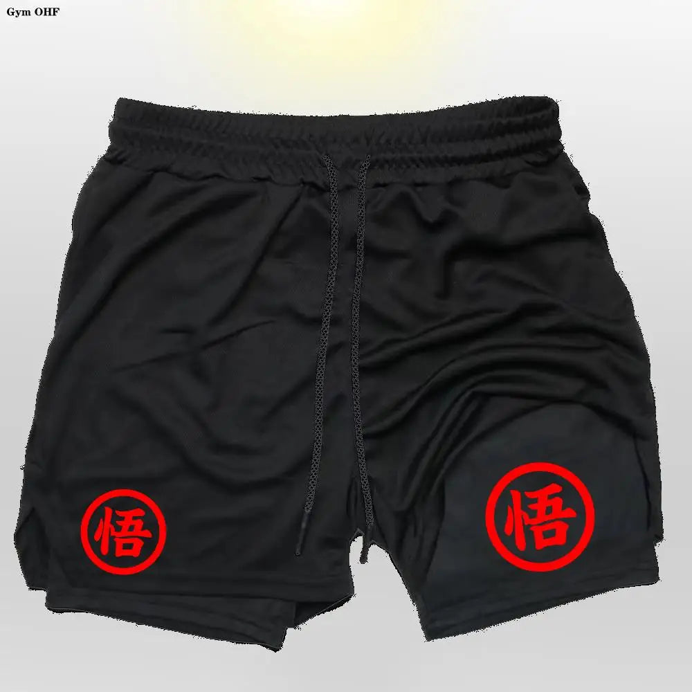 Z Goku Anime Sweatpants Shorts Men Gym Running Shorts Men Quick Dry Sport Outdoor Training Summer 2 In 1 Men Short Pants