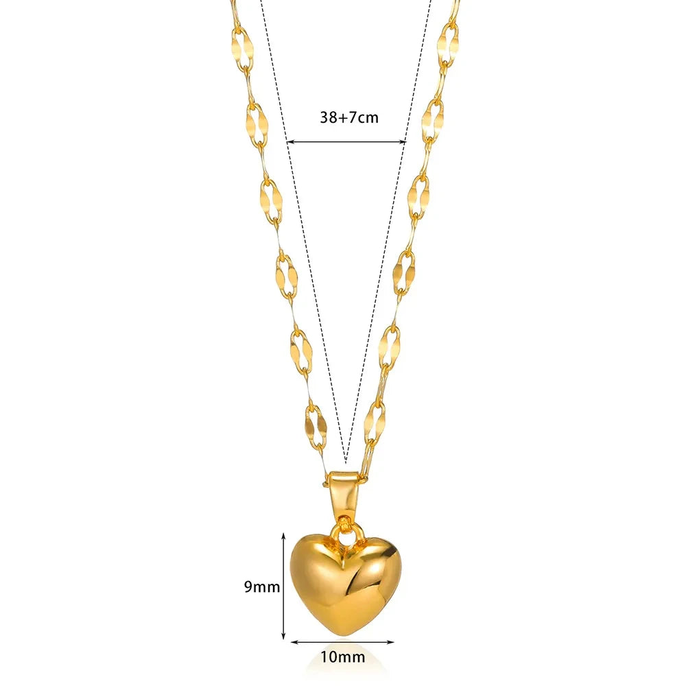 Stainless Steel Love Heart Necklace For Women 2023 New Trendy Lip Chain Simple Pendant Necklace Jewelry free shipping