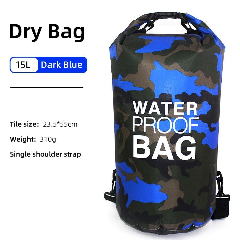 30L 15L Waterproof Dry Bags With Wet Separation Pocket Backpack For Kayaking Boating Swimming Outdoor Sports Bag XAZ9