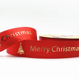 5yards 1inch 25mm Christmas Ribbon Printed Christmas Polyester Ribbon For Handmade Design Christmas Decoration DIY Gift Packing