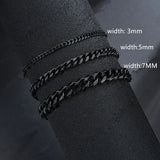 2024 New Trendy Cuban Chain Men Bracelet Classic Stainless Steel 3/5/7mm Width Chain Bracelet For Men Women Jewelry Gift