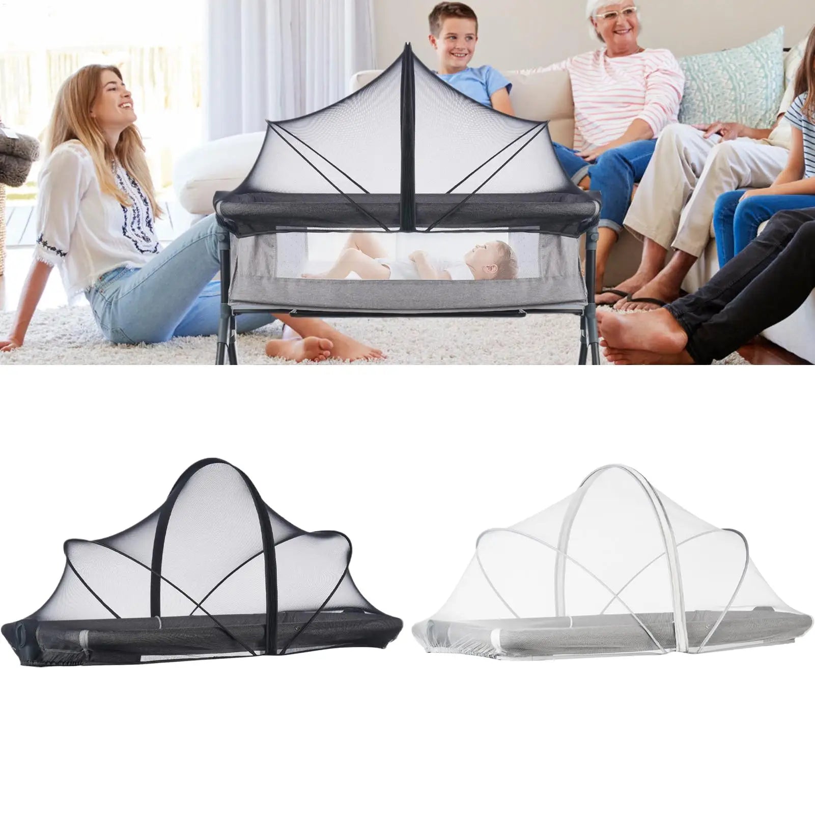 Bassinet Mosquito Net – Breathable Mesh Baby Crib Bug Net Cover with Zipper