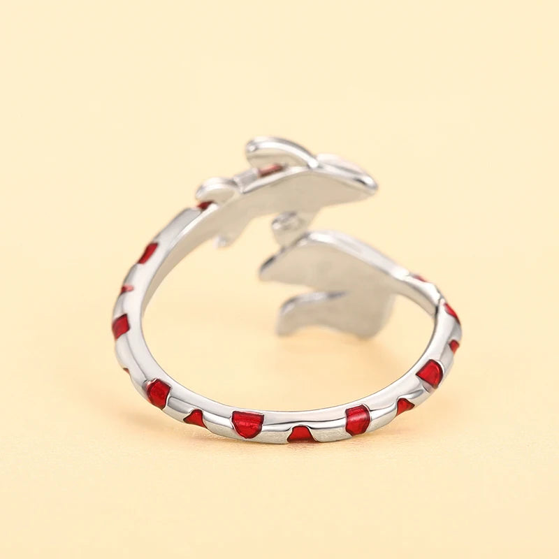 Huitan Creative Red Koi Design Opening Rings for Women Handmade Fish Rings Daily Wear Dance Party Chic Accessories Girls Jewelry