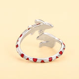 Huitan Creative Red Koi Design Opening Rings for Women Handmade Fish Rings Daily Wear Dance Party Chic Accessories Girls Jewelry