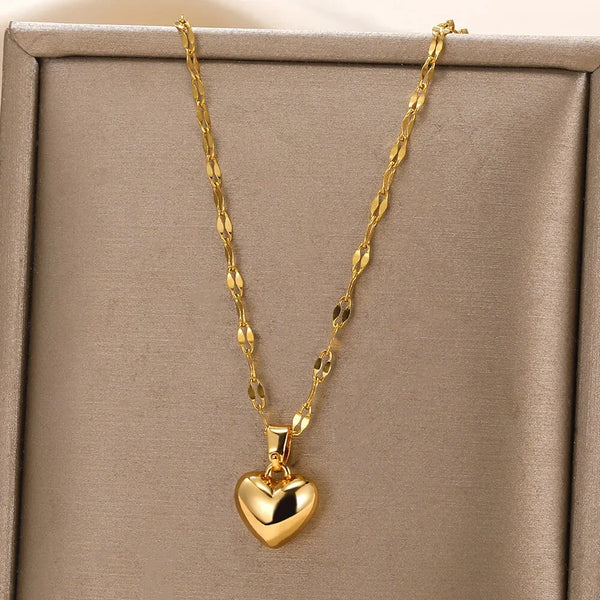 Stainless Steel Love Heart Necklace For Women 2023 New Trendy Lip Chain Simple Pendant Necklace Jewelry free shipping