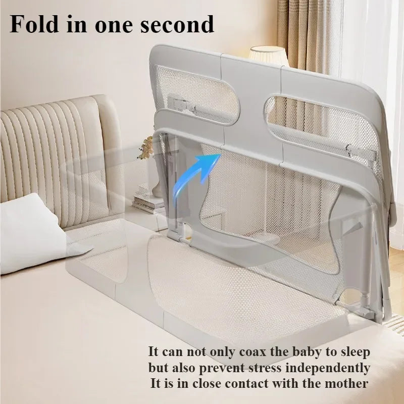 Baby Bedside Bassinet – Foldable Portable Baby Crib with Breathable Mesh Windows
