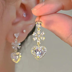 New Simple Stars Tassel Earrings for Women Korean Charm Delicate Shiny Rhinestone Drop Earring 2023 Fashion Wedding Gift Jewelry