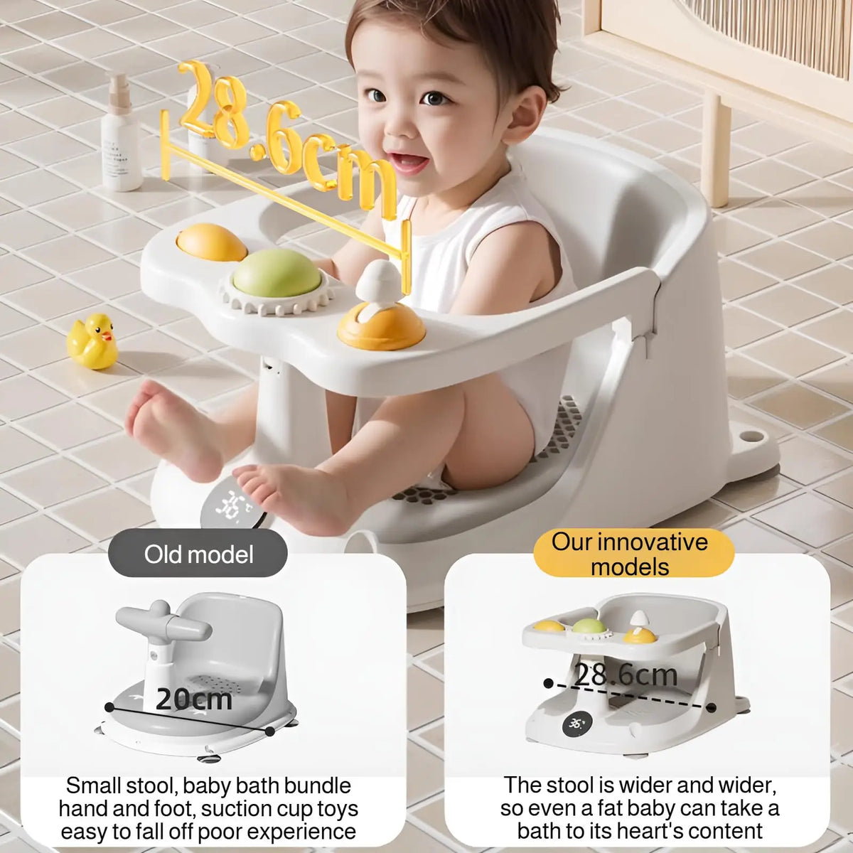Baby Bath Seat for Babies 6 Months & Up – Non-Slip Infant Bathtub Seat with Rinse Cup