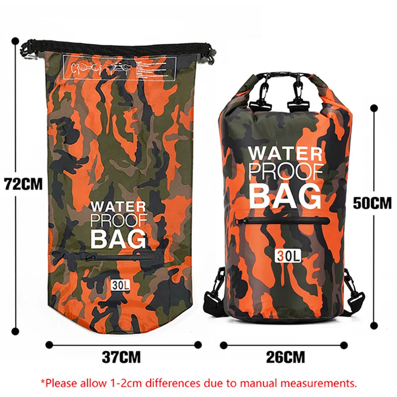 30L 15L Waterproof Dry Bags With Wet Separation Pocket Backpack For Kayaking Boating Swimming Outdoor Sports Bag XAZ9