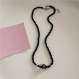 Gothic Black Peach Heart Star Pendant Necklace For Women Men Sliver Color Love Short Choker Punk Y2K Charms Jewelry Accessories