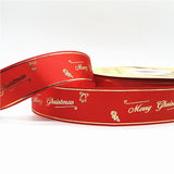 5yards 1inch 25mm Christmas Ribbon Printed Christmas Polyester Ribbon For Handmade Design Christmas Decoration DIY Gift Packing