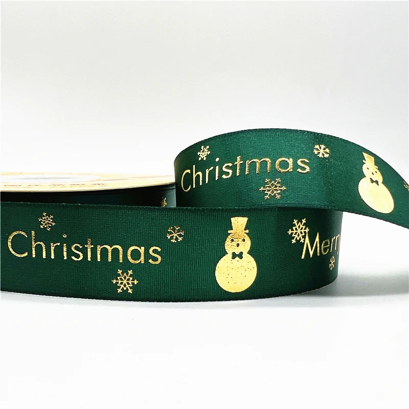 5yards 1inch 25mm Christmas Ribbon Printed Christmas Polyester Ribbon For Handmade Design Christmas Decoration DIY Gift Packing