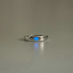 Luminous Blue Pink Light Heart Ring for Women Men Couple Fluorescent Glow In Dark Adjustable Finger Rings Fashion Jewelry Gifts