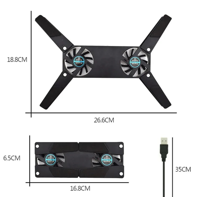 New Laptop Cooling Pad Laptop Cooler USB Powered Cooling Pad Bracket 2 Fans for Laptop Universal 7 15" 1 Laptop Stand