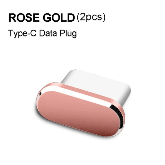 2pcs Metal Type-C Dust Plug USB Charging Port Protector Anti-dust Plug Cover Cap for Samsung Huawei Xiaomi Phone Dustplug Caps