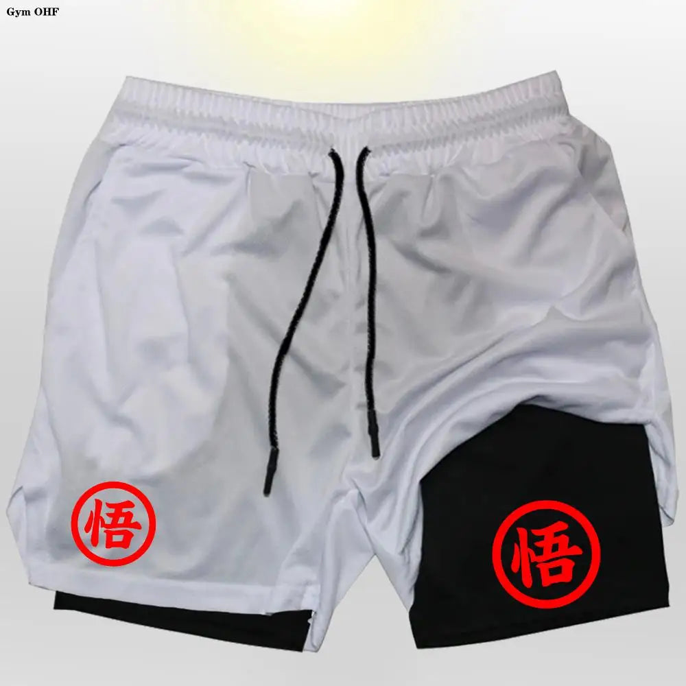 Z Goku Anime Sweatpants Shorts Men Gym Running Shorts Men Quick Dry Sport Outdoor Training Summer 2 In 1 Men Short Pants