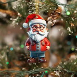 2D Acrylic Cartoon Fawn Christmas Tree Pendant Christmas Cartoon Cute Christmas Hat Fawn Ceramic Decorations