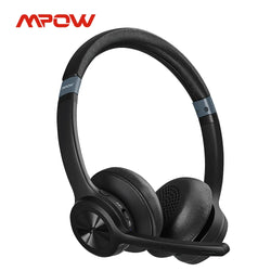 Mpow HC9 Bluetooth 5.3 Headset For Call Center Office Upgraded Wireless Headphones 45H Long Life CVC 8.0 Noise Cancelling Mic