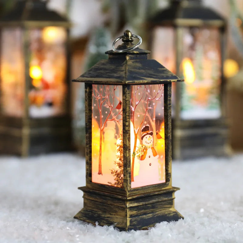 New Christmas Wind Lamp Candle Table Lamp Small Night Lamp Elderly Snowman Christmas Decoration Small Night Lamp Desktop Decorat