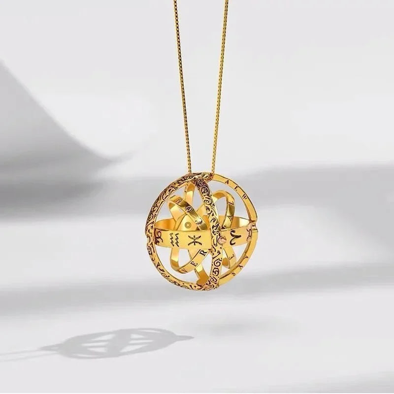 Metamorphic Astronomical Ball Ring for Men and Women Reversed Metamorphic Cosmic Ball Ring Retro Style Couple Necklace Jewelry