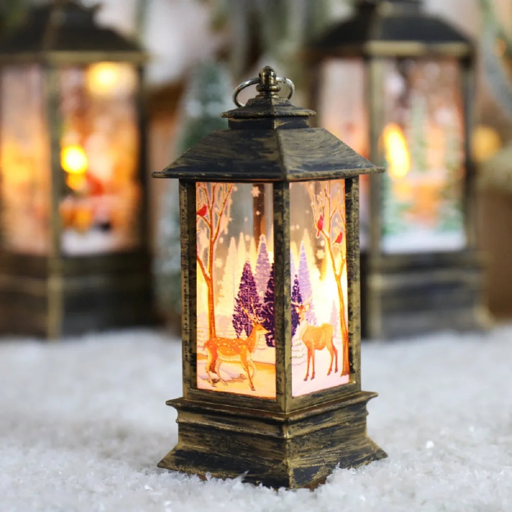 New Christmas Wind Lamp Candle Table Lamp Small Night Lamp Elderly Snowman Christmas Decoration Small Night Lamp Desktop Decorat