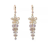 Luxury Crystal Flower Tassel Drop Earrings for Women Shiny Zircon Opal Long Dangle Earrings Girls Party Wedding Jewelry Gift