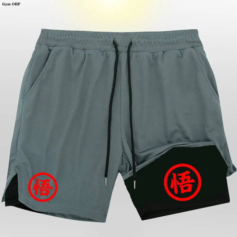 Z Goku Anime Sweatpants Shorts Men Gym Running Shorts Men Quick Dry Sport Outdoor Training Summer 2 In 1 Men Short Pants