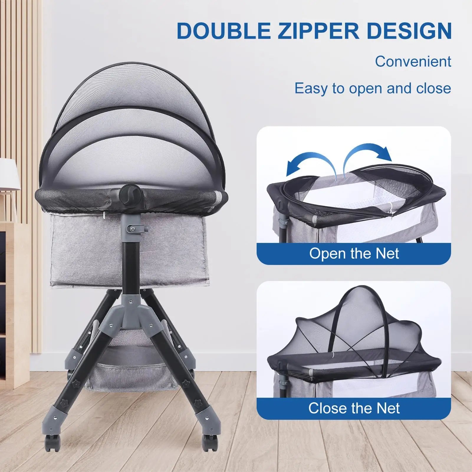 Bassinet Mosquito Net – Breathable Mesh Baby Crib Bug Net Cover with Zipper