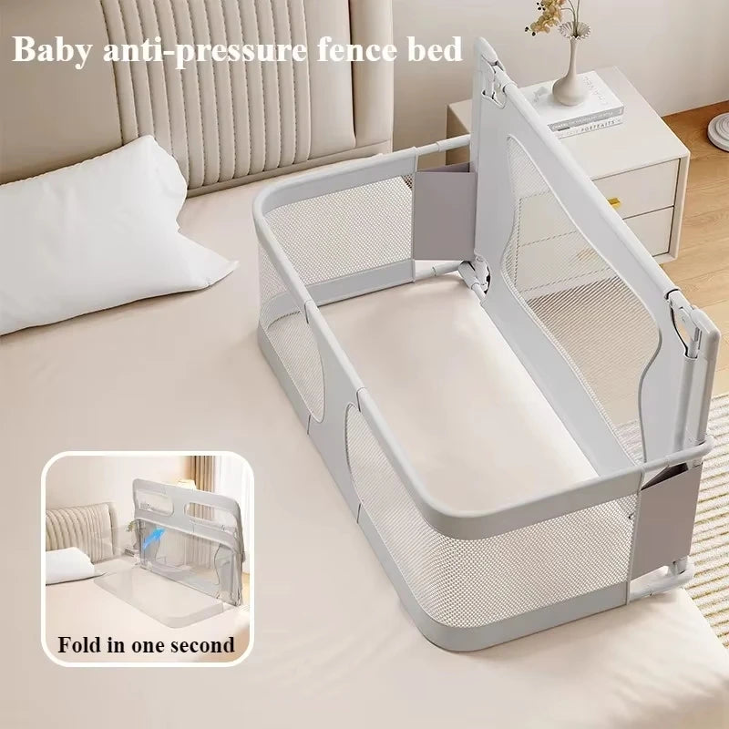 Baby Bedside Bassinet – Foldable Portable Baby Crib with Breathable Mesh Windows