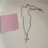 Gothic Black Peach Heart Star Pendant Necklace For Women Men Sliver Color Love Short Choker Punk Y2K Charms Jewelry Accessories