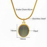 Pink Green Blue Opal Oval Pendant Necklace Elegant Snake Chain Choker Stainless Steel Necklace For Women Jewelry BFF