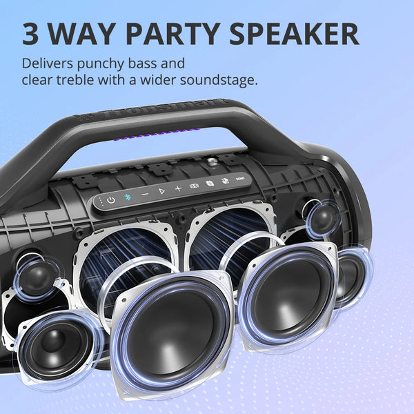 Tronsmart Bang Max Bluetooth Speaker 130W Speaker with 3 Way Sound System, Sync Up 100+ Speakers, APP Control, Guitar/Mic Input