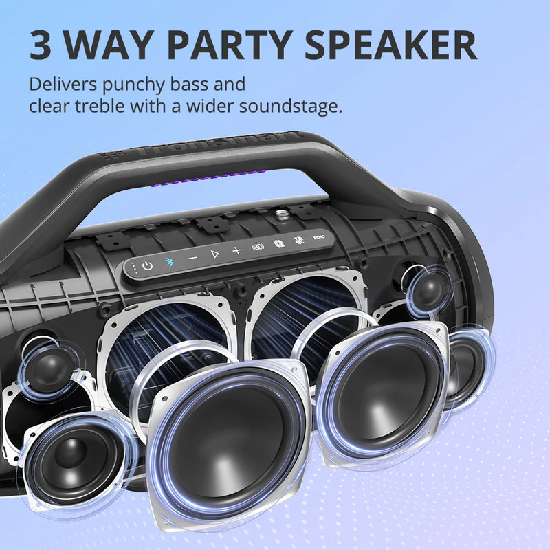 Tronsmart Bang Max Bluetooth Speaker 130W Speaker with 3 Way Sound System, Sync Up 100+ Speakers, APP Control, Guitar/Mic Input