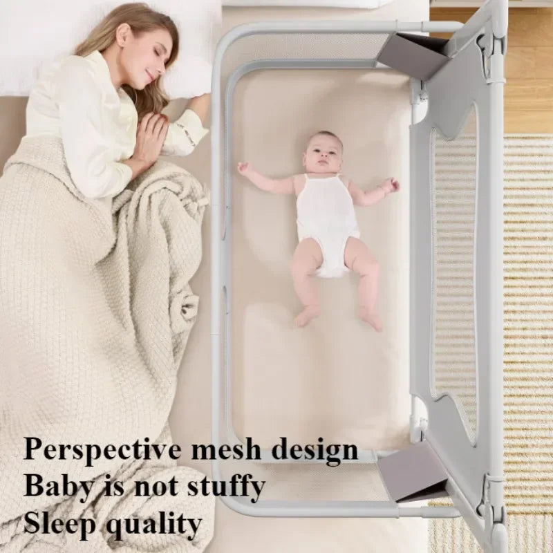 Baby Bedside Bassinet – Foldable Portable Baby Crib with Breathable Mesh Windows
