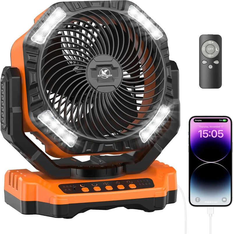 40000mAh Rechargeable Fan, Battery Operated Oscillating Outdoor Fan, Battery Powered Table Fan for Home Hurricane