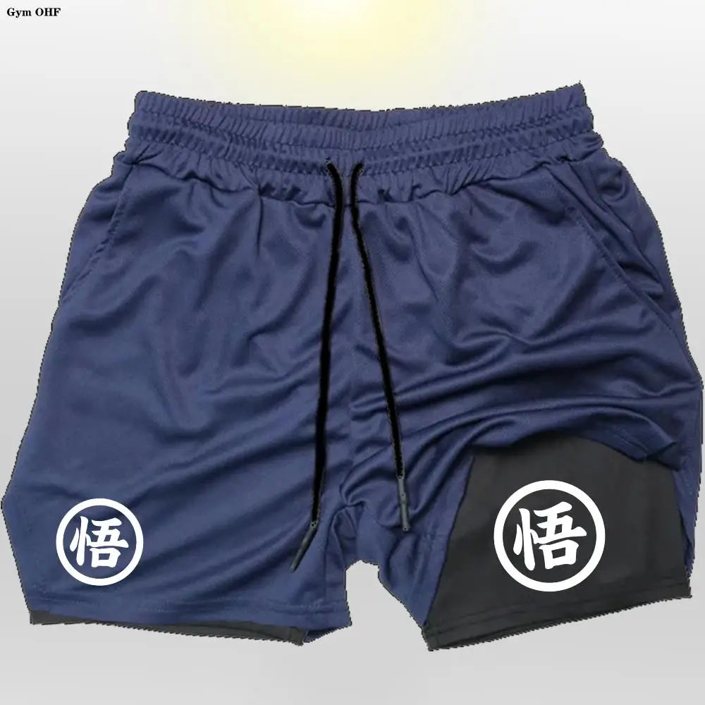 Z Goku Anime Sweatpants Shorts Men Gym Running Shorts Men Quick Dry Sport Outdoor Training Summer 2 In 1 Men Short Pants