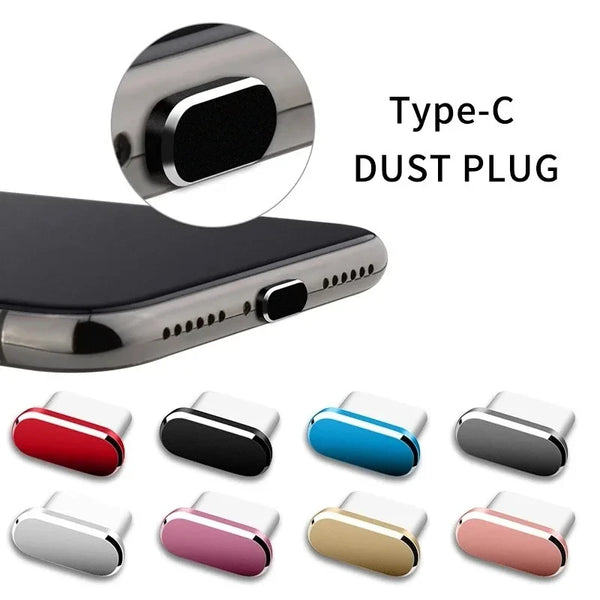 2pcs Metal Type-C Dust Plug USB Charging Port Protector Anti-dust Plug Cover Cap for Samsung Huawei Xiaomi Phone Dustplug Caps