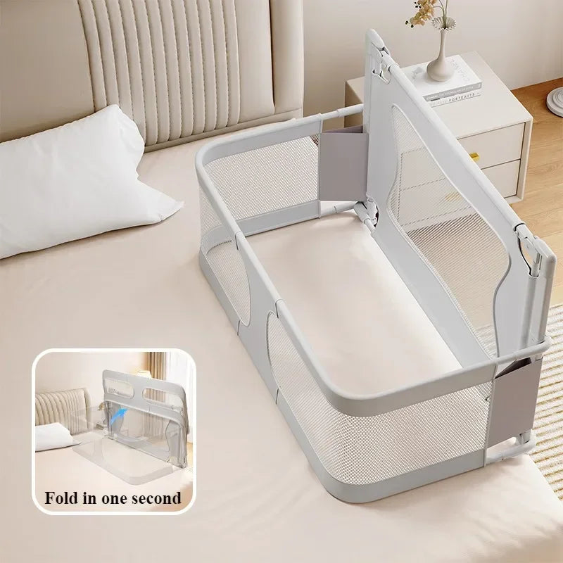 Baby Bedside Bassinet – Foldable Portable Baby Crib with Breathable Mesh Windows
